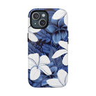 Eternal Blue Plumeria Magnetic Case for iPhone Phone Case The Local Banyan iPhone 15 Glossy