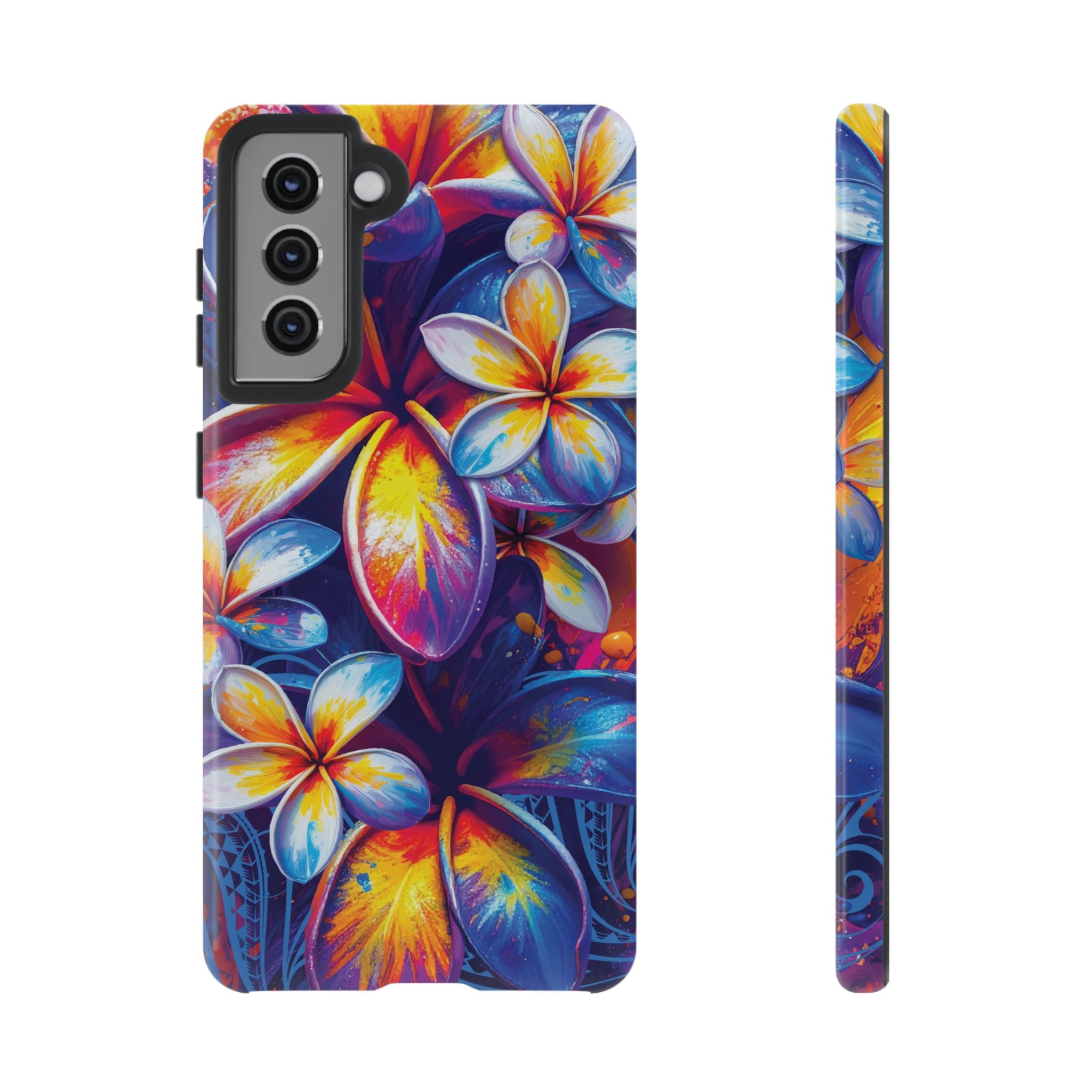Sunset Ink Tough Samsung Galaxy Case Samsung Galaxy S21 Glossy - Hawaiian Plumeria Street Art Graffiti Tropical Design - The Local Banyan