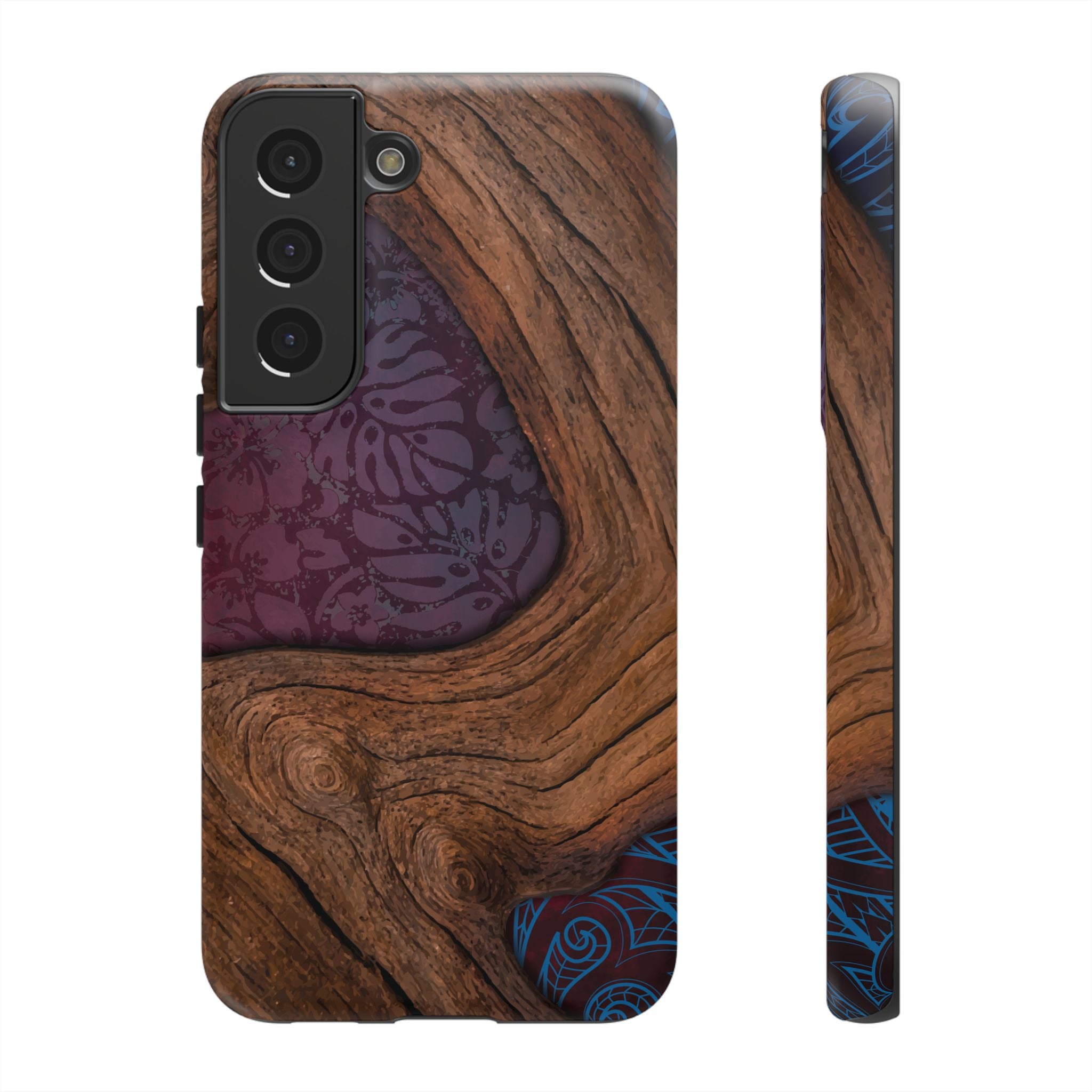 Rooted Tough Samsung Galaxy Case Samsung Galaxy S22 Matte - Hawaiian Koa Wood Island Strength Tribal Design - The Local Banyan