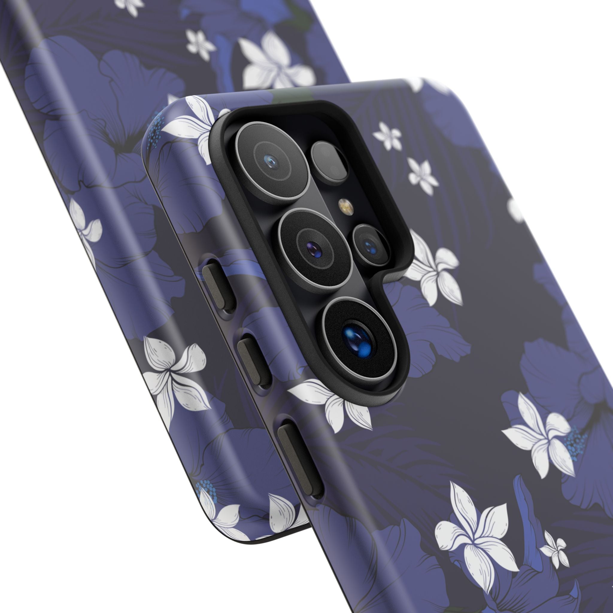 Vintage Blue Tough Samsung Galaxy Case Side View - Dual Layer Drop Protection Hawaiian Phone Case - The Local Banyan