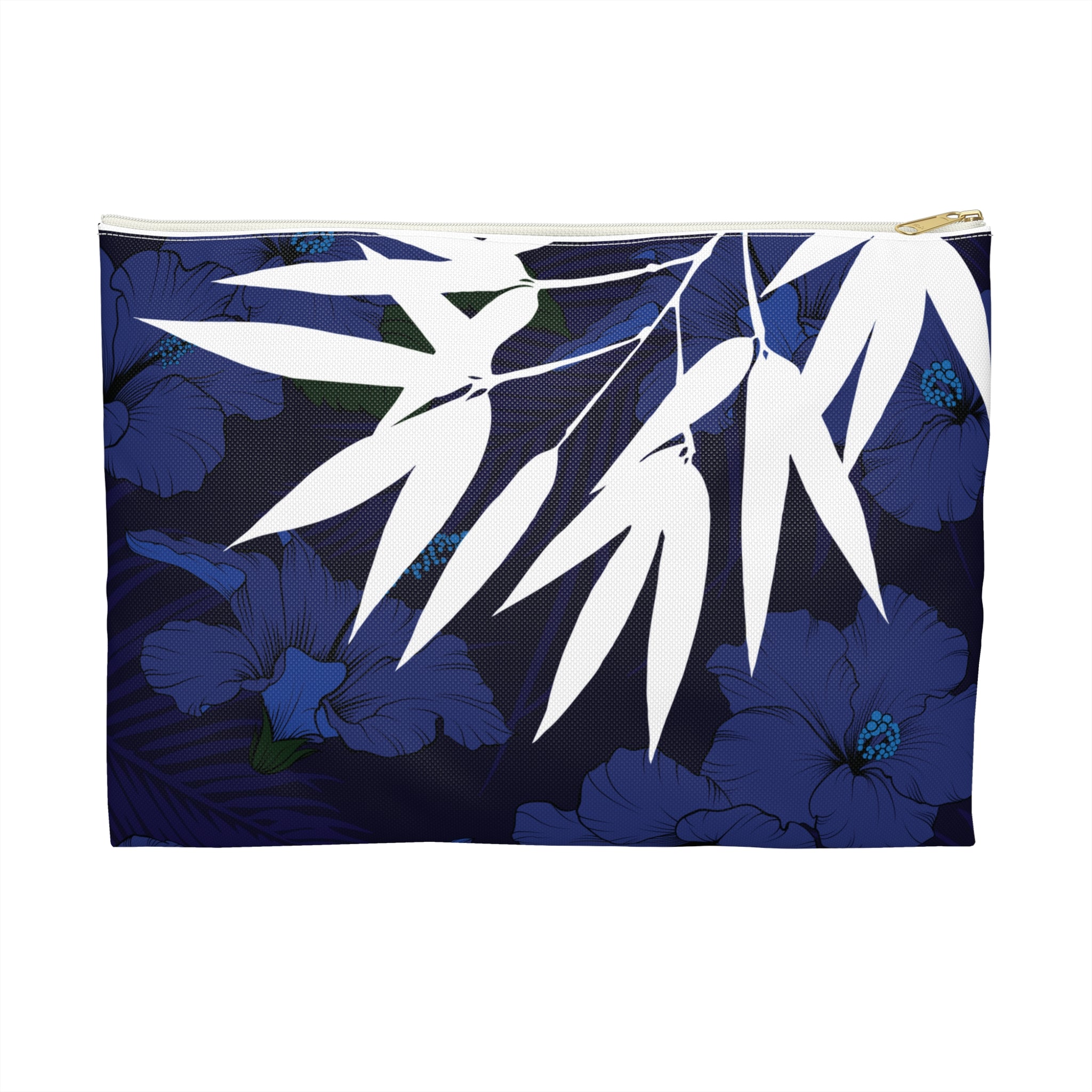 Deep Blue Bamboo Travel Pouch Bag Pouches The Local Banyan Large White zipper