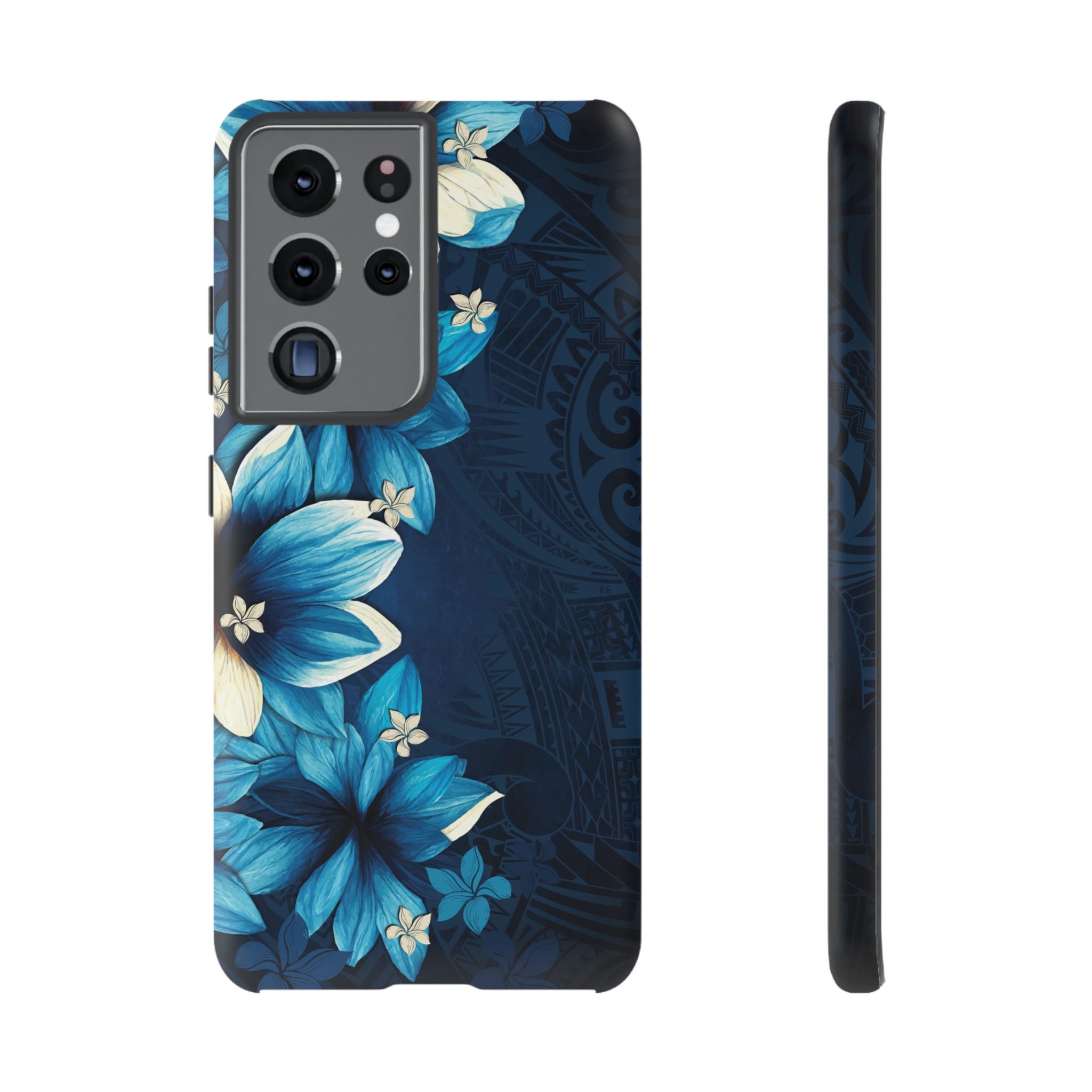 Leilani Nights Tough Samsung Galaxy Case Samsung Galaxy S21 Ultra Matte - Hawaiian Dark Blue Floral Polynesian Design - The Local Banyan