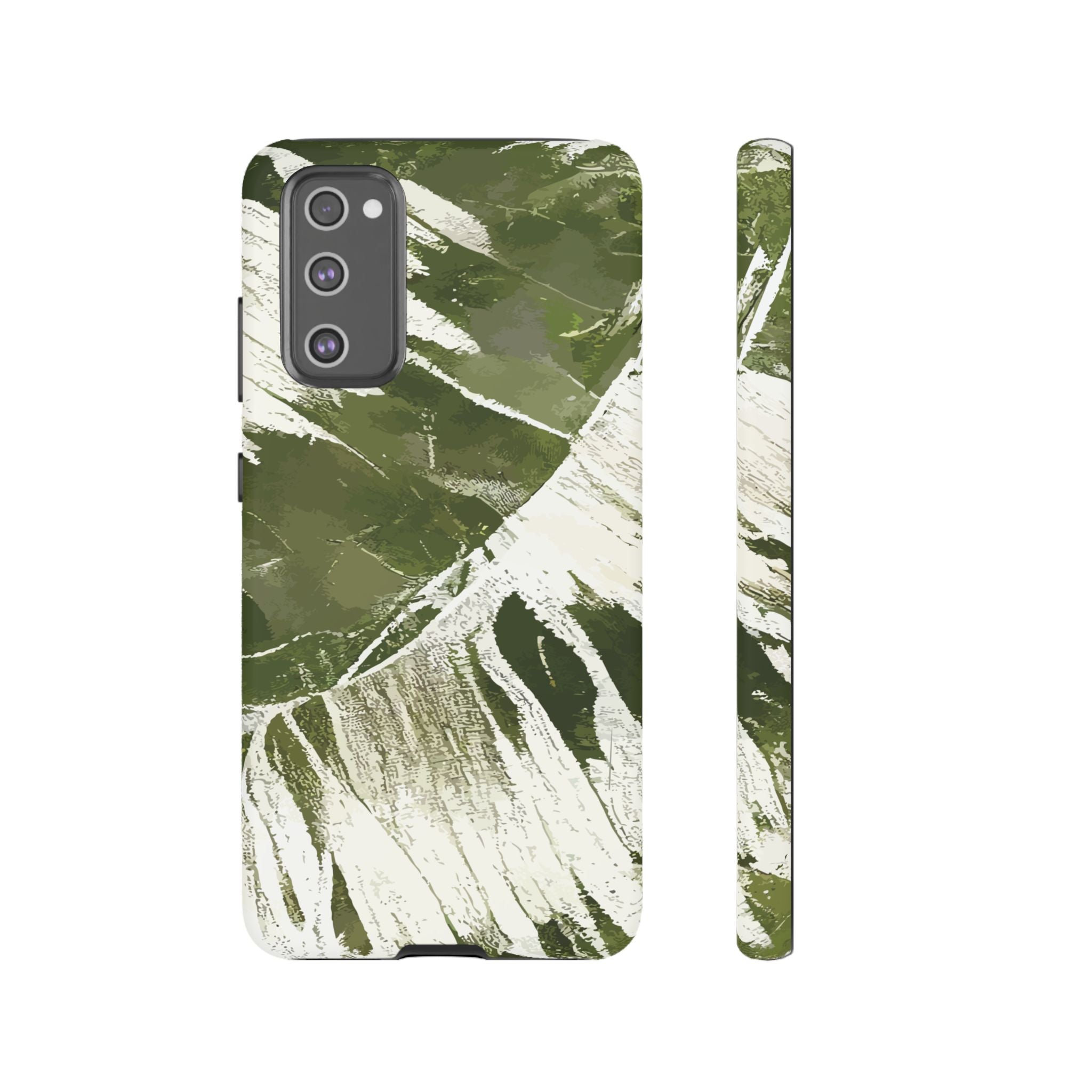 Island Breeze Tough Samsung Galaxy Case Samsung Galaxy S20 FE Matte - Hawaiian Palm Leaf Olive Green Botanical Design - The Local Banyan