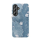 Pua La Tough Samsung Galaxy Case Detail View - Hawaiian Golden Hibiscus Sun Flower Sapphire Design Close Up - The Local Banyan