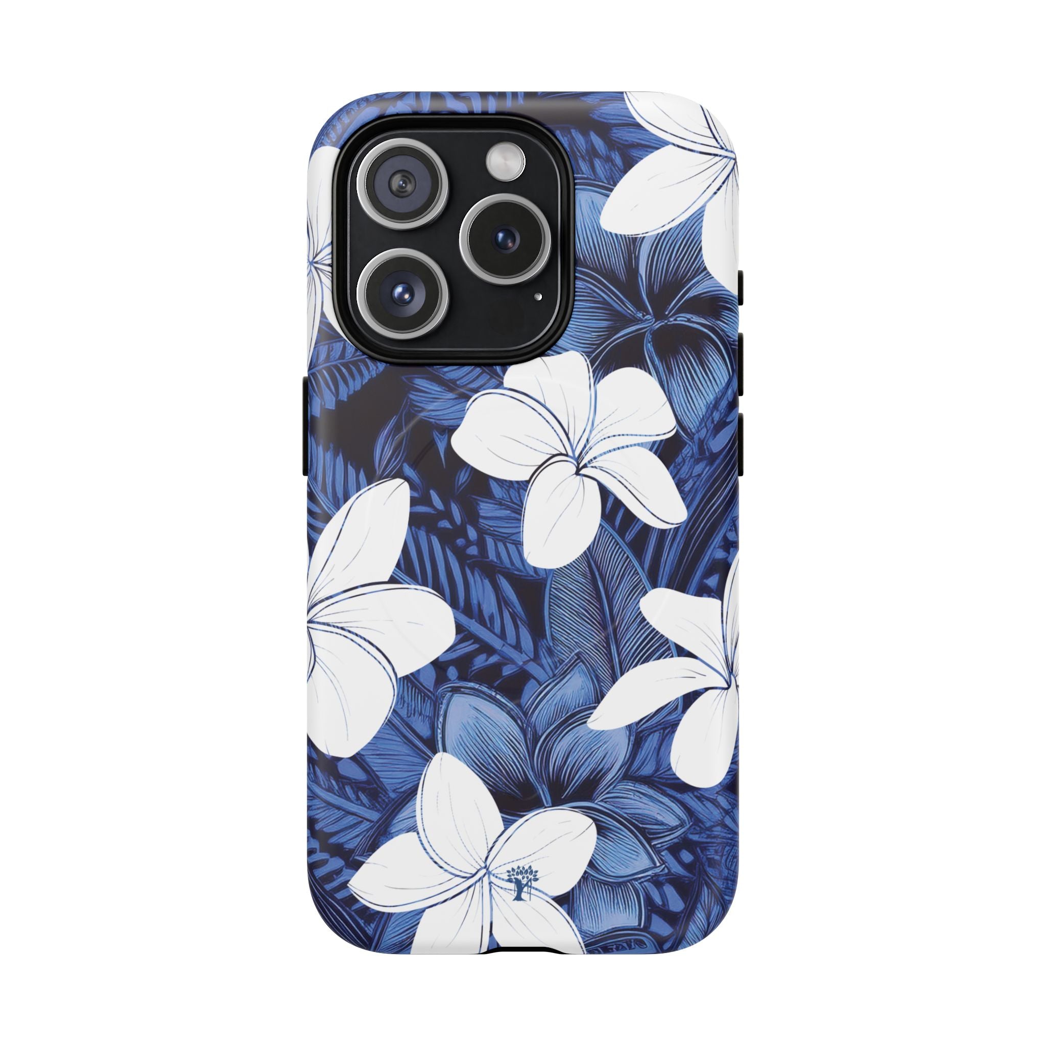 Eternal Blue Plumeria MagSafe Compatible Case for iPhone iPhone 15 Pro Matte The Local Banyan