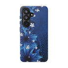 Woman holding Hoku Pua Tough Samsung Galaxy Case - Hawaiian Blue Star Flower Polynesian Design - The Local Banyan