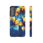 Pua La Tough Samsung Galaxy Case Samsung Galaxy S21 FE Glossy - Hawaiian Golden Hibiscus Sun Flower Sapphire Design - The Local Banyan