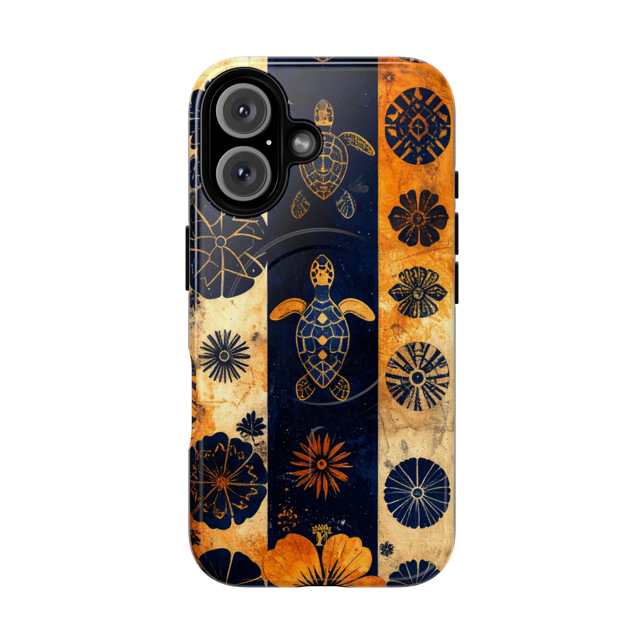 Tapa Pua Lehua Honu Magnetic Case for iPhone iPhone 16 Glossy The Local Banyan