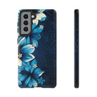 Leilani Nights Tough Samsung Galaxy Case Samsung Galaxy S21 Matte - Hawaiian Dark Blue Floral Polynesian Design - The Local Banyan