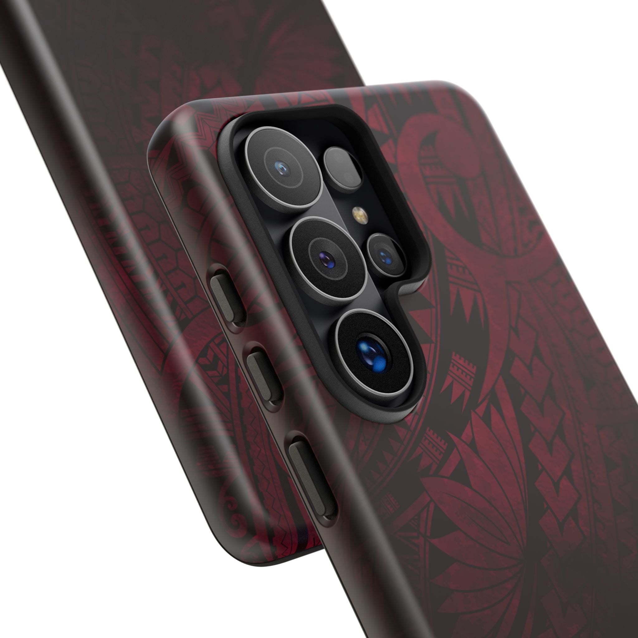 Eternal Ember Tough Samsung Galaxy Case Detail View - Hawaiian Red Tribal Polynesian Design Close Up - The Local Banyan
