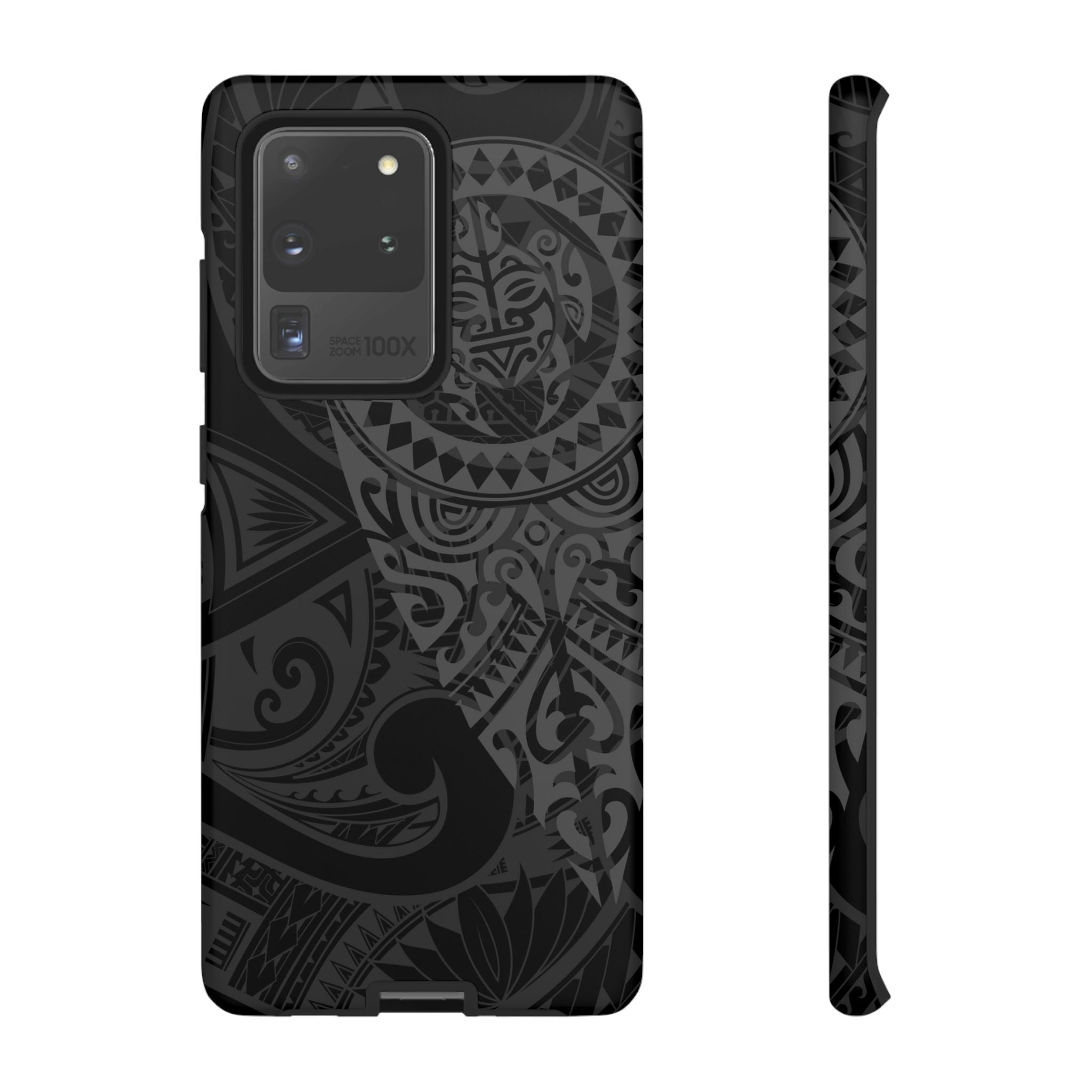 Tribal Guardian Tough Samsung Galaxy Case Samsung Galaxy S20 Ultra Matte - Hawaiian Black on Black Polynesian Tribal Design - The Local Banyan