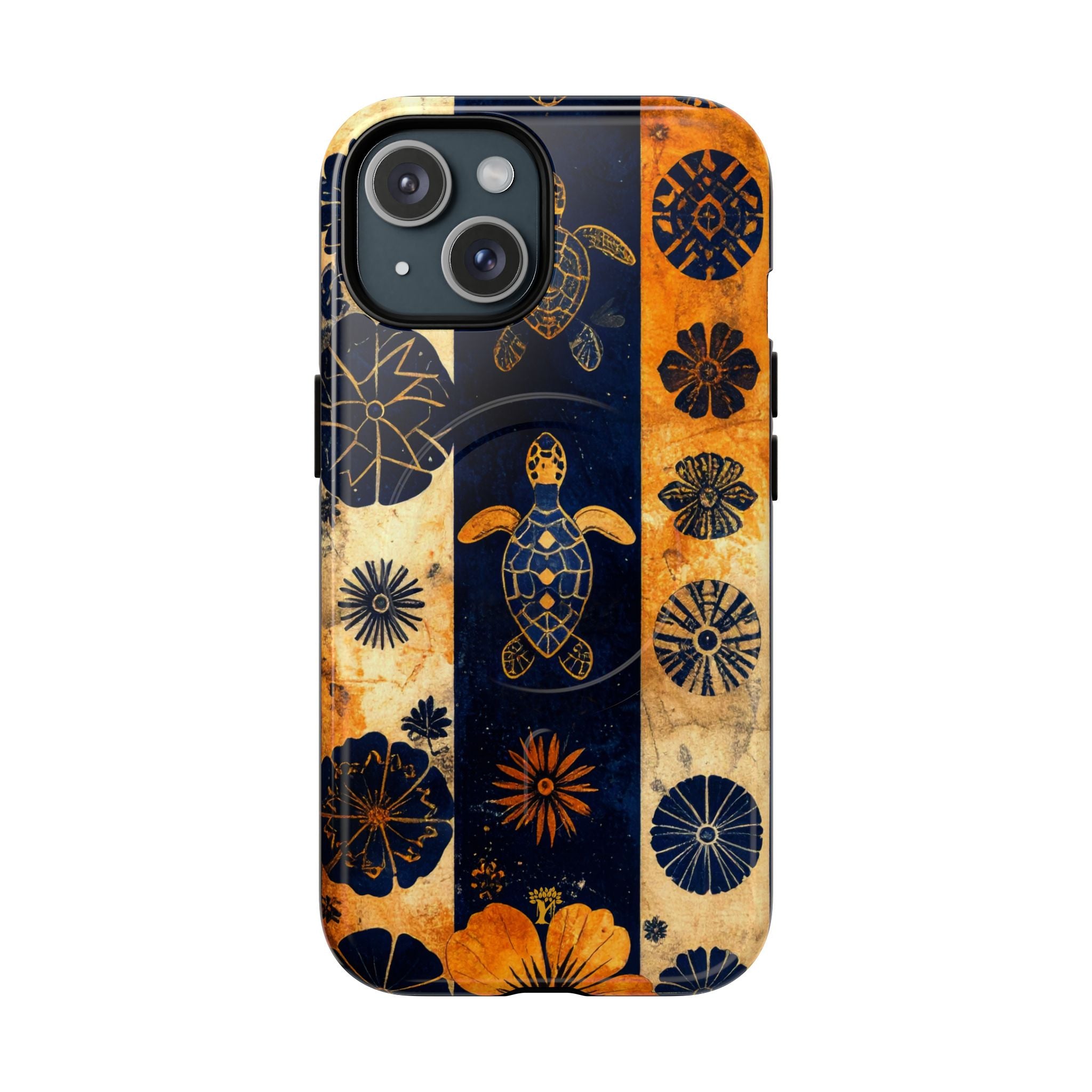 Tapa Pua Lehua Honu Magnetic Case for iPhone iPhone 15 Glossy The Local Banyan
