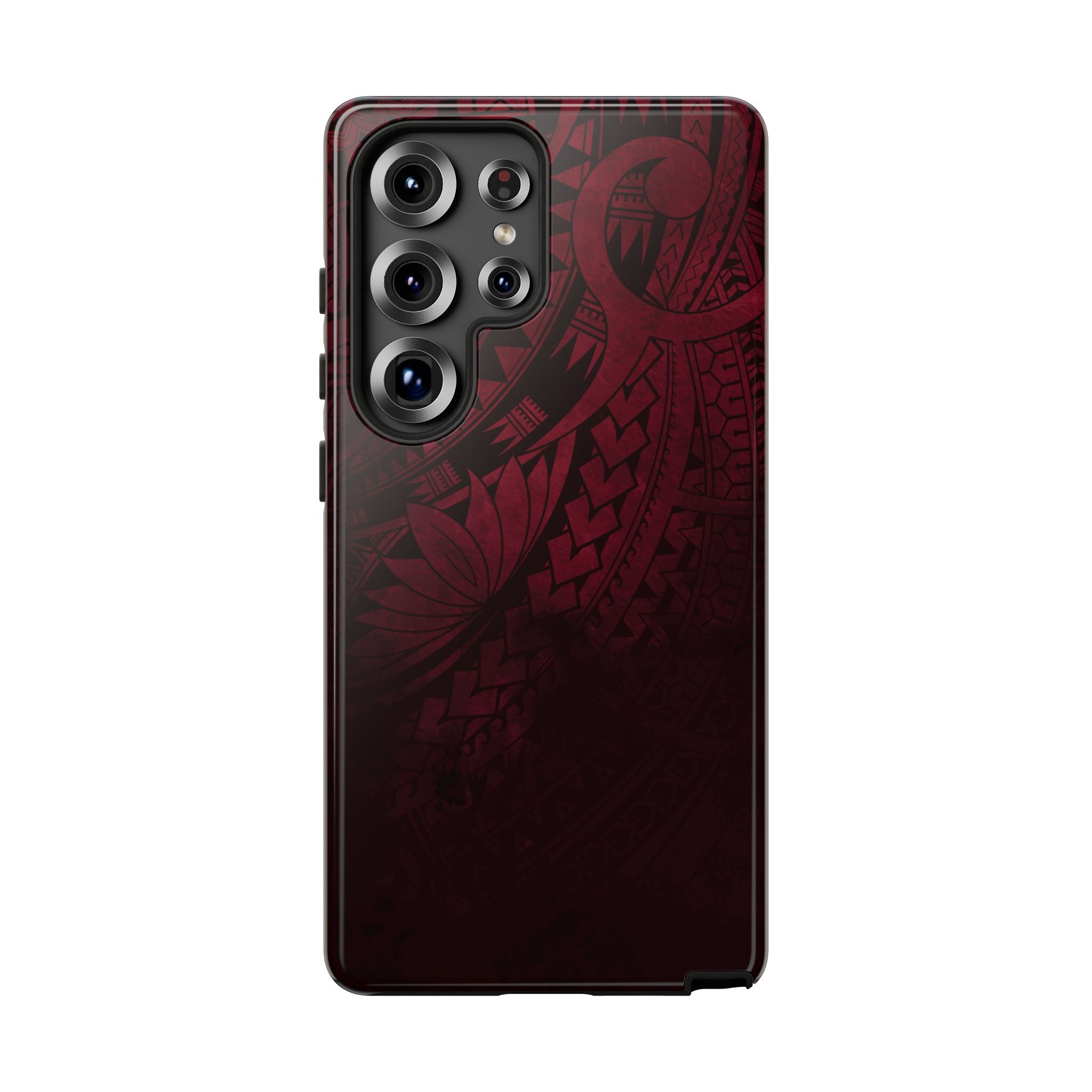 Eternal Ember Tough Samsung Galaxy Case Detail View - Hawaiian Red Tribal Polynesian Design Close Up - The Local Banyan