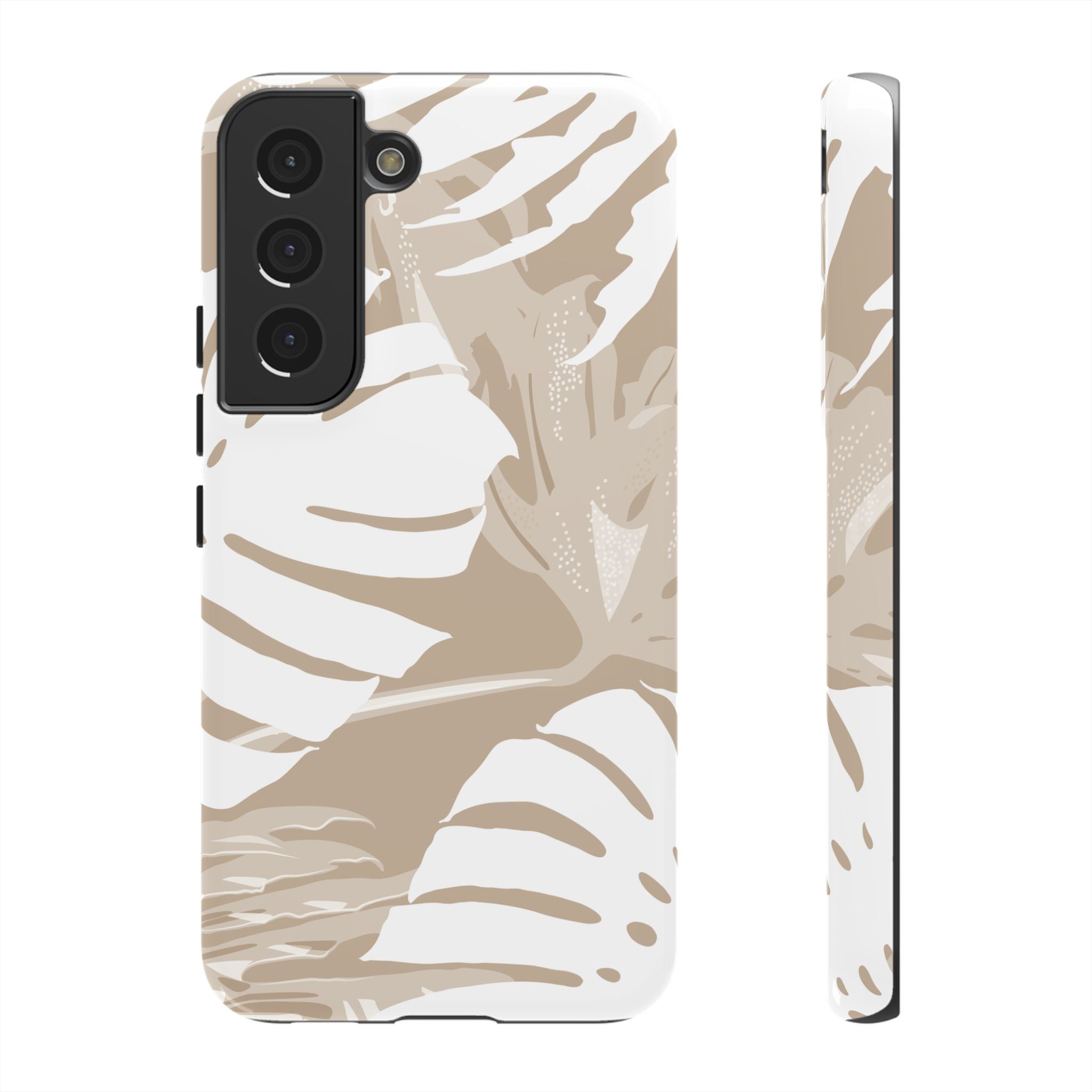 Exotic Monstera Tough Samsung Galaxy Case Samsung Galaxy S22 Glossy - Hawaiian Tropical Monstera Botanical Neutral Design - The Local Banyan