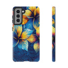Pua La Tough Samsung Galaxy Case Samsung Galaxy S21 Glossy - Hawaiian Golden Hibiscus Sun Flower Sapphire Design - The Local Banyan