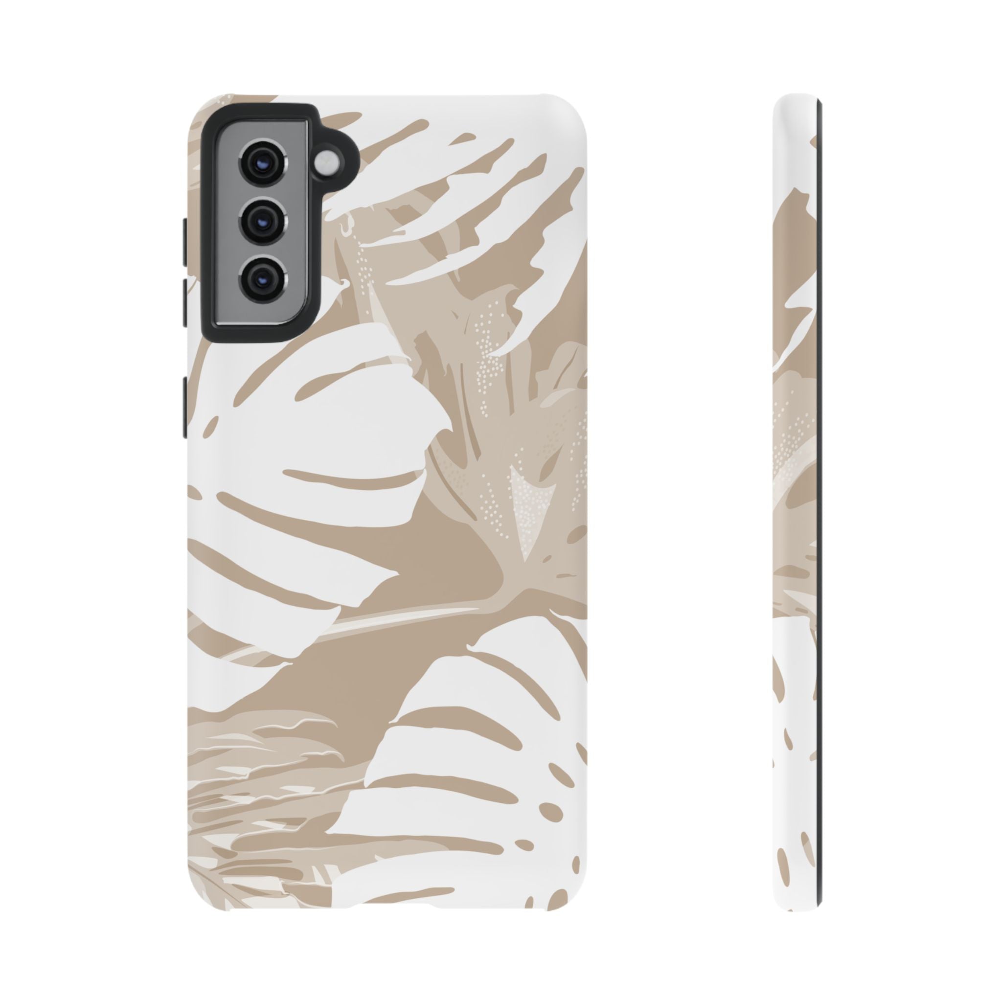 Exotic Monstera Tough Samsung Galaxy Case Samsung Galaxy S21 Plus Matte - Hawaiian Tropical Monstera Botanical Neutral Design - The Local Banyan