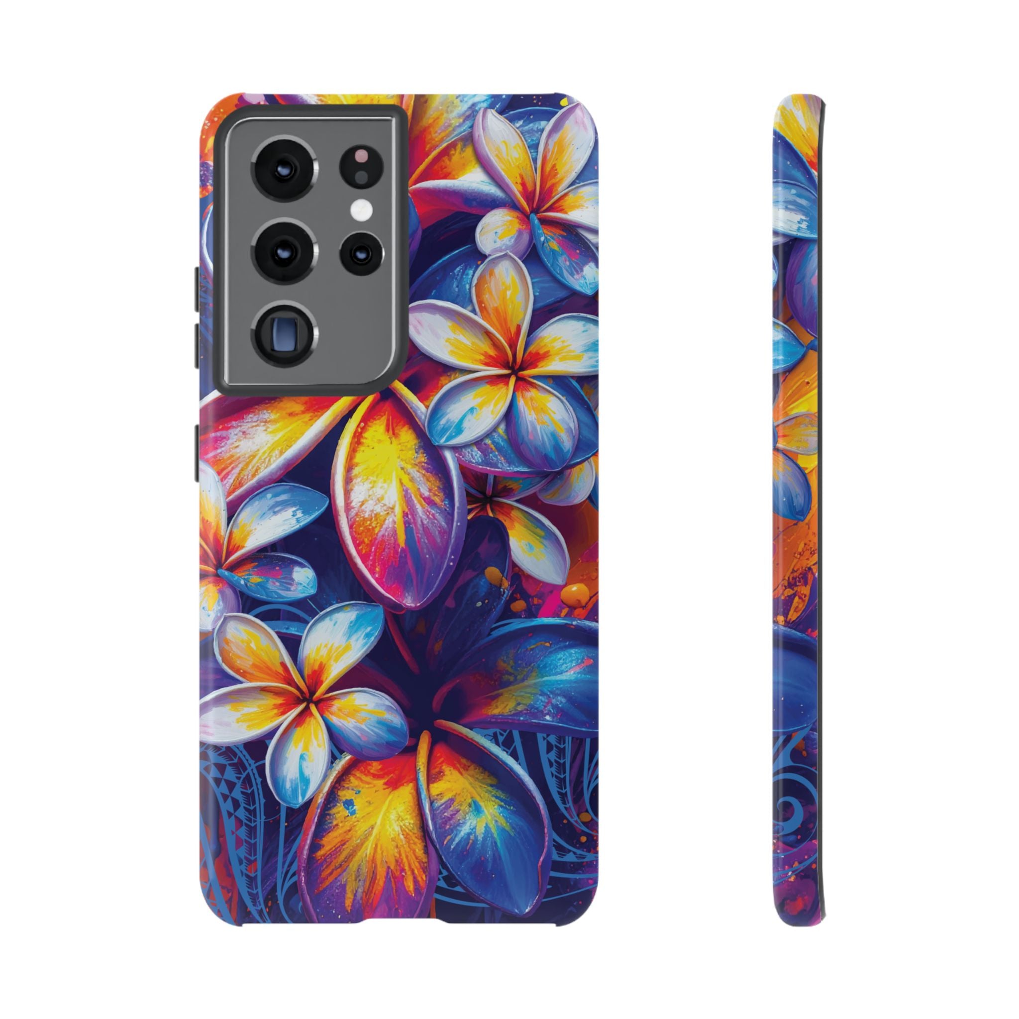 Sunset Ink Tough Samsung Galaxy Case Samsung Galaxy S21 Ultra Glossy - Hawaiian Plumeria Street Art Graffiti Tropical Design - The Local Banyan