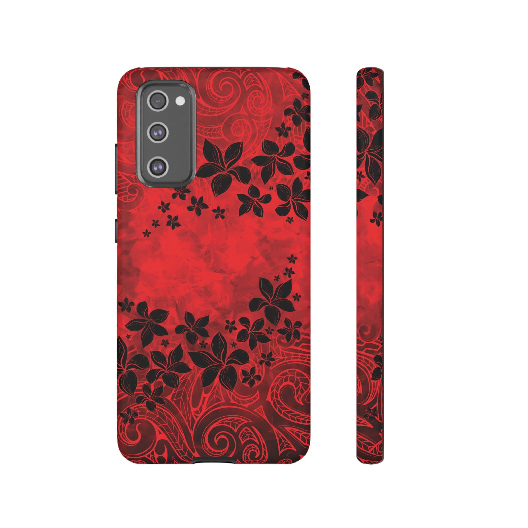 Keahi Pua Tough Samsung Galaxy Case Samsung Galaxy S20 FE Matte - Hawaiian Fire Flower Red Tribal Floral Design - The Local Banyan