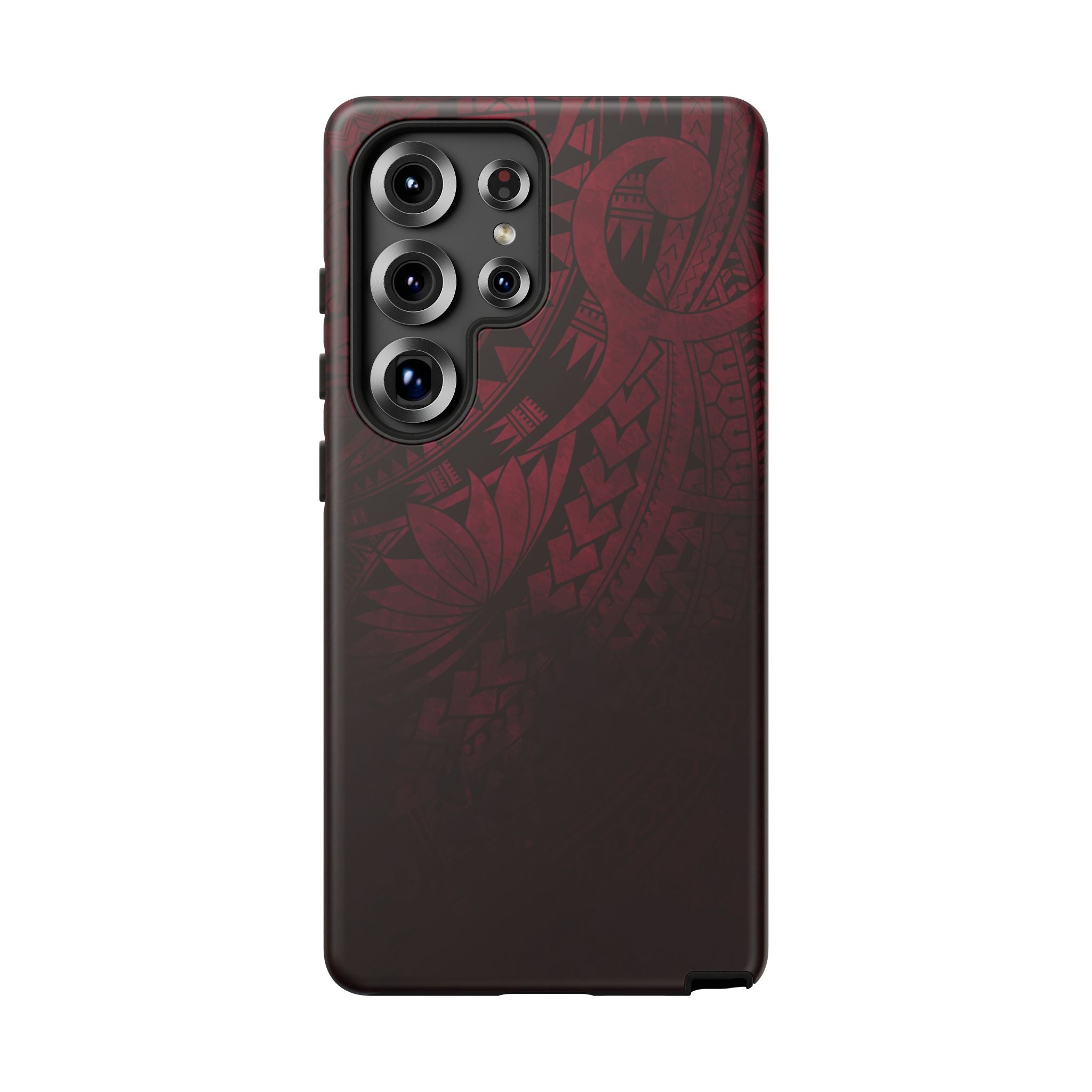 Woman holding Eternal Ember Tough Samsung Galaxy Case - Hawaiian Red Tribal Polynesian Design - The Local Banyan