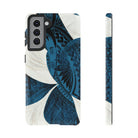 Hana Breeze Tough Samsung Galaxy Case Samsung Galaxy S21 Matte - Hawaiian Blue Plumeria Polynesian Botanical Design - The Local Banyan