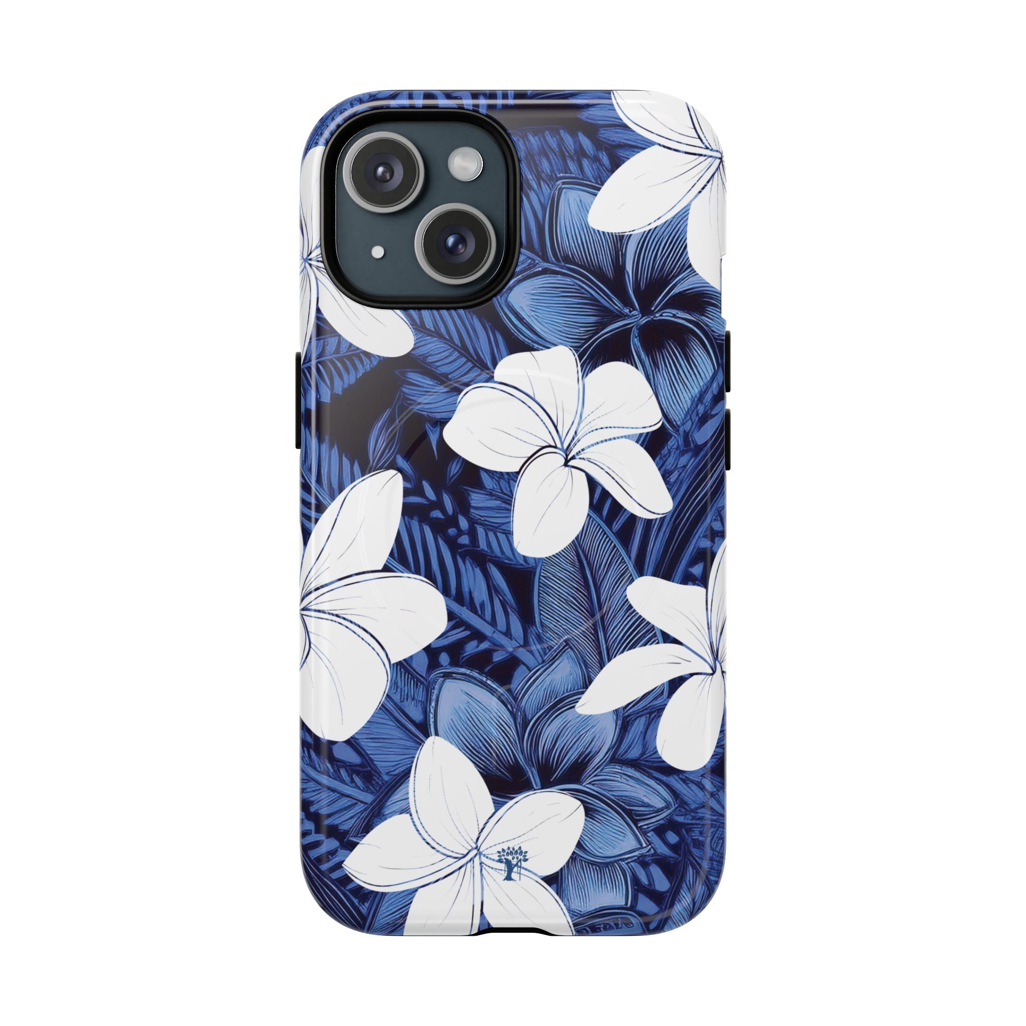 Eternal Blue Plumeria MagSafe Compatible Case for iPhone iPhone 15 Glossy The Local Banyan