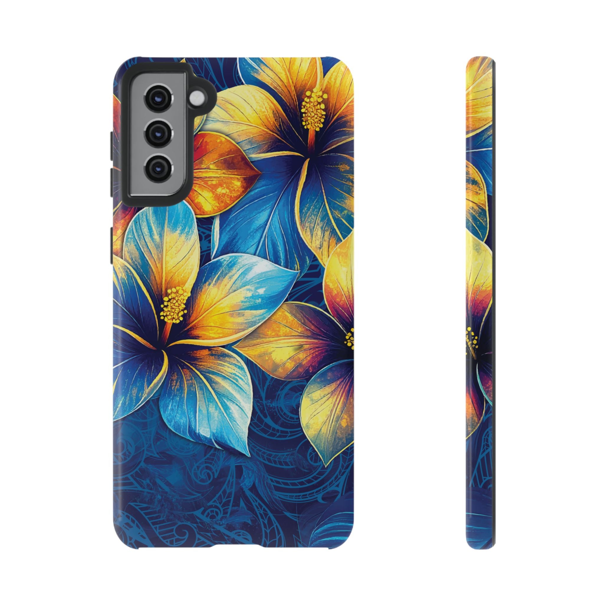 Pua La Tough Samsung Galaxy Case Samsung Galaxy S21 Plus Glossy - Hawaiian Golden Hibiscus Sun Flower Sapphire Design - The Local Banyan