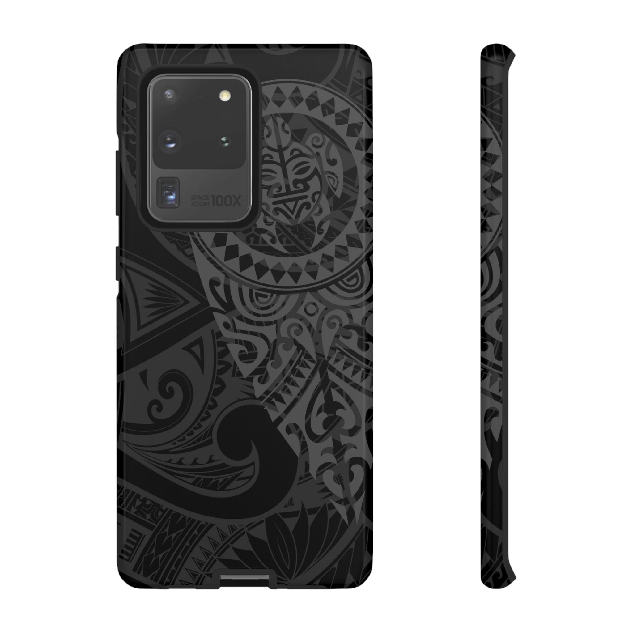 Tribal Guardian Tough Samsung Galaxy Case Samsung Galaxy S20 Ultra Glossy - Hawaiian Black on Black Polynesian Tribal Design - The Local Banyan