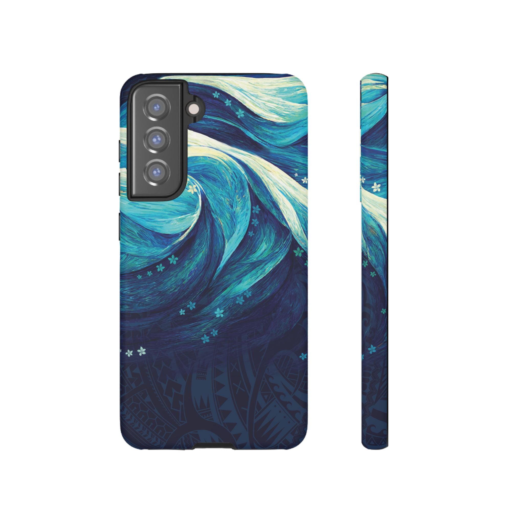 Eternal Mana Tough Samsung Galaxy Case Samsung Galaxy S21 FE Matte - Hawaiian Ocean Wave Polynesian Tribal Design - The Local Banyan