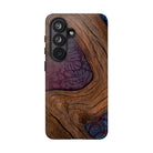 Woman holding Rooted Tough Samsung Galaxy Case - Hawaiian Koa Wood Island Strength Tribal Design - The Local Banyan