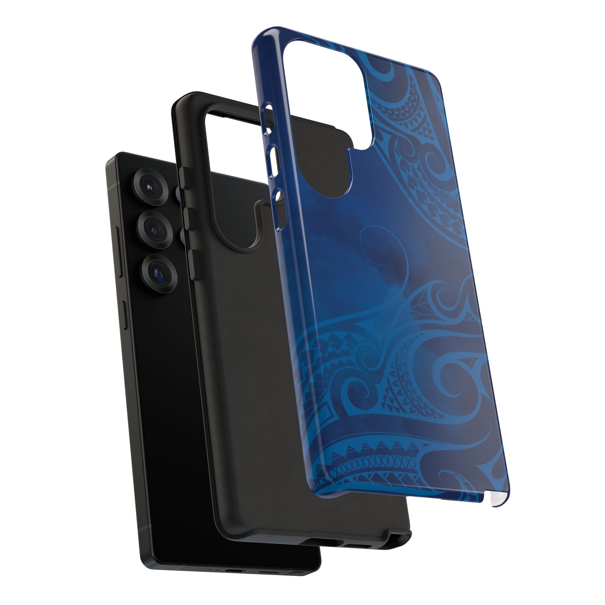 Kai Legacy Tough Samsung Galaxy Case Detail View - Hawaiian Ocean Blue Polynesian Tribal Design Close Up - The Local Banyan