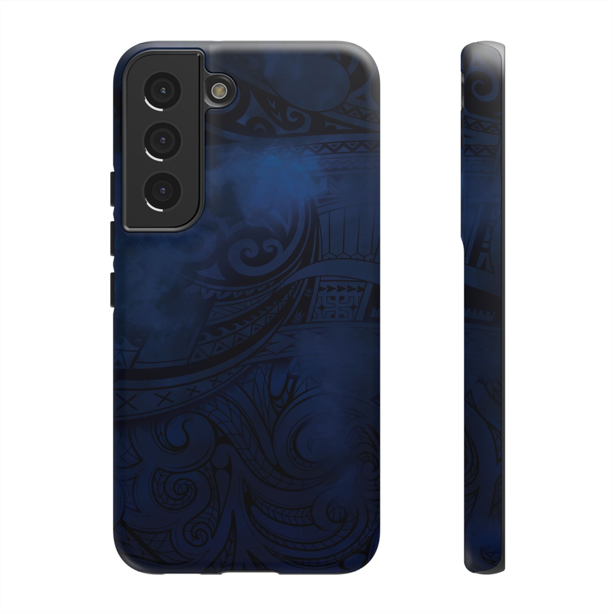 Midnight Essence Tough Samsung Galaxy Case Samsung Galaxy S22 Matte - Hawaiian Midnight Navy Polynesian Tribal Design - The Local Banyan