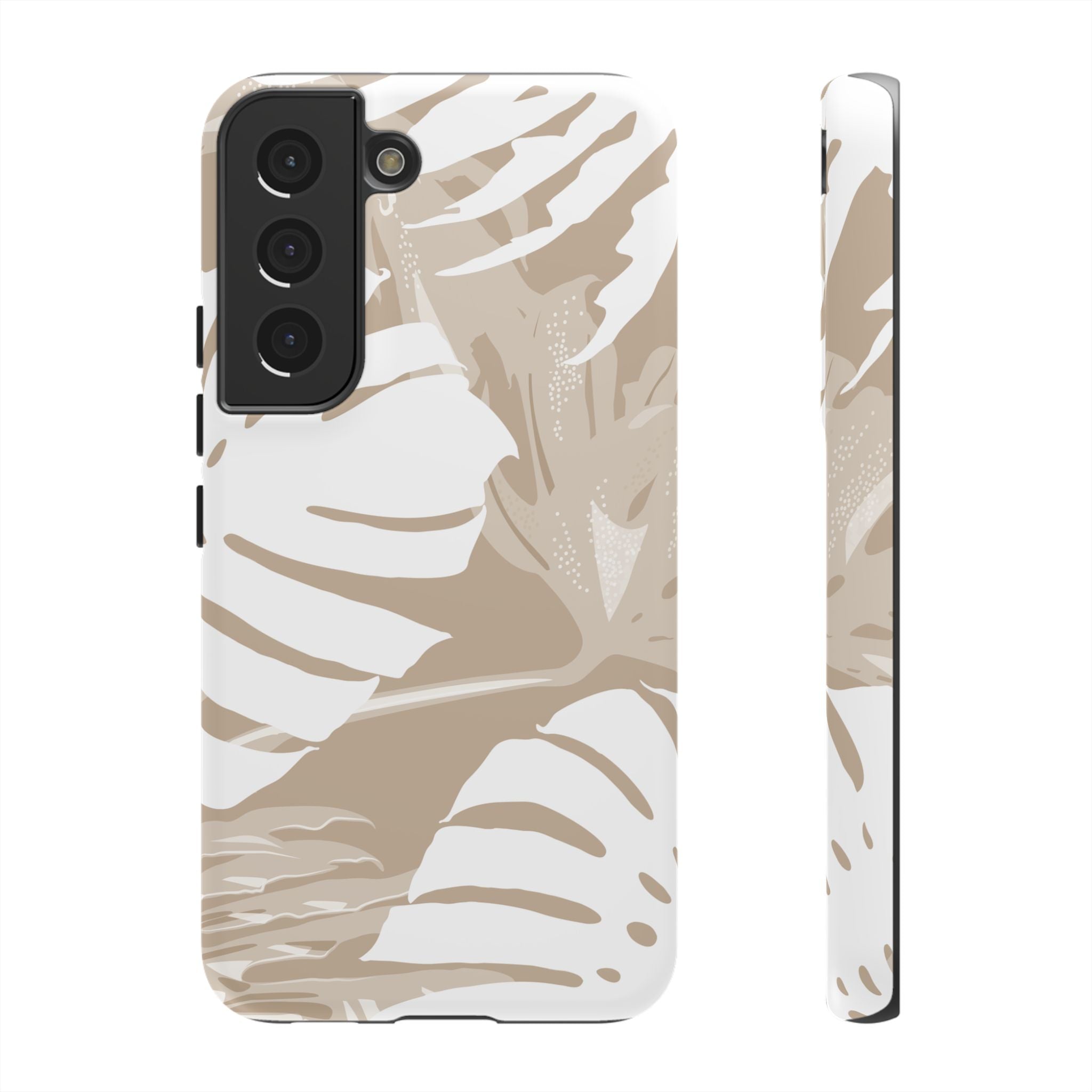 Exotic Monstera Tough Samsung Galaxy Case Samsung Galaxy S22 Matte - Hawaiian Tropical Monstera Botanical Neutral Design - The Local Banyan
