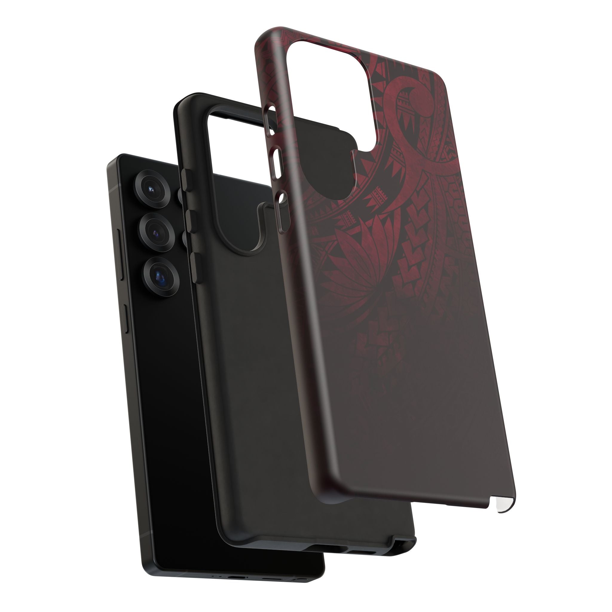Eternal Ember Tough Samsung Galaxy Case Detail View - Hawaiian Red Tribal Polynesian Design Close Up - The Local Banyan