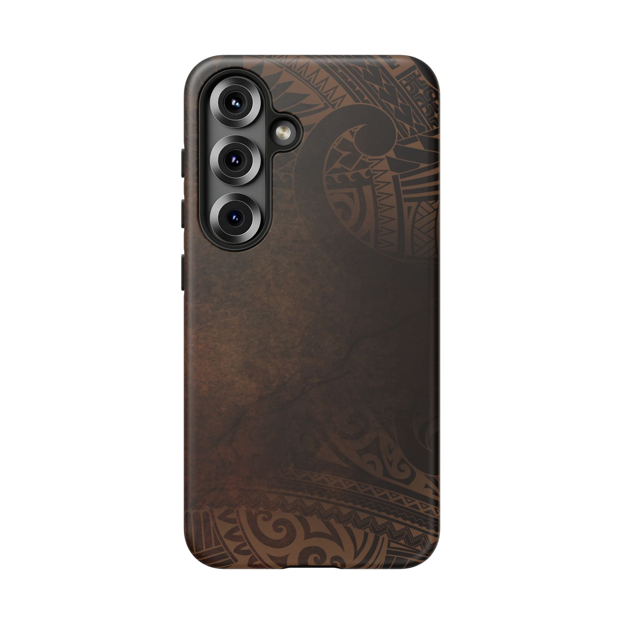 Woman holding Aloha Aina Tough Samsung Galaxy Case - Hawaiian Earth Tone Polynesian Tribal Design - The Local Banyan