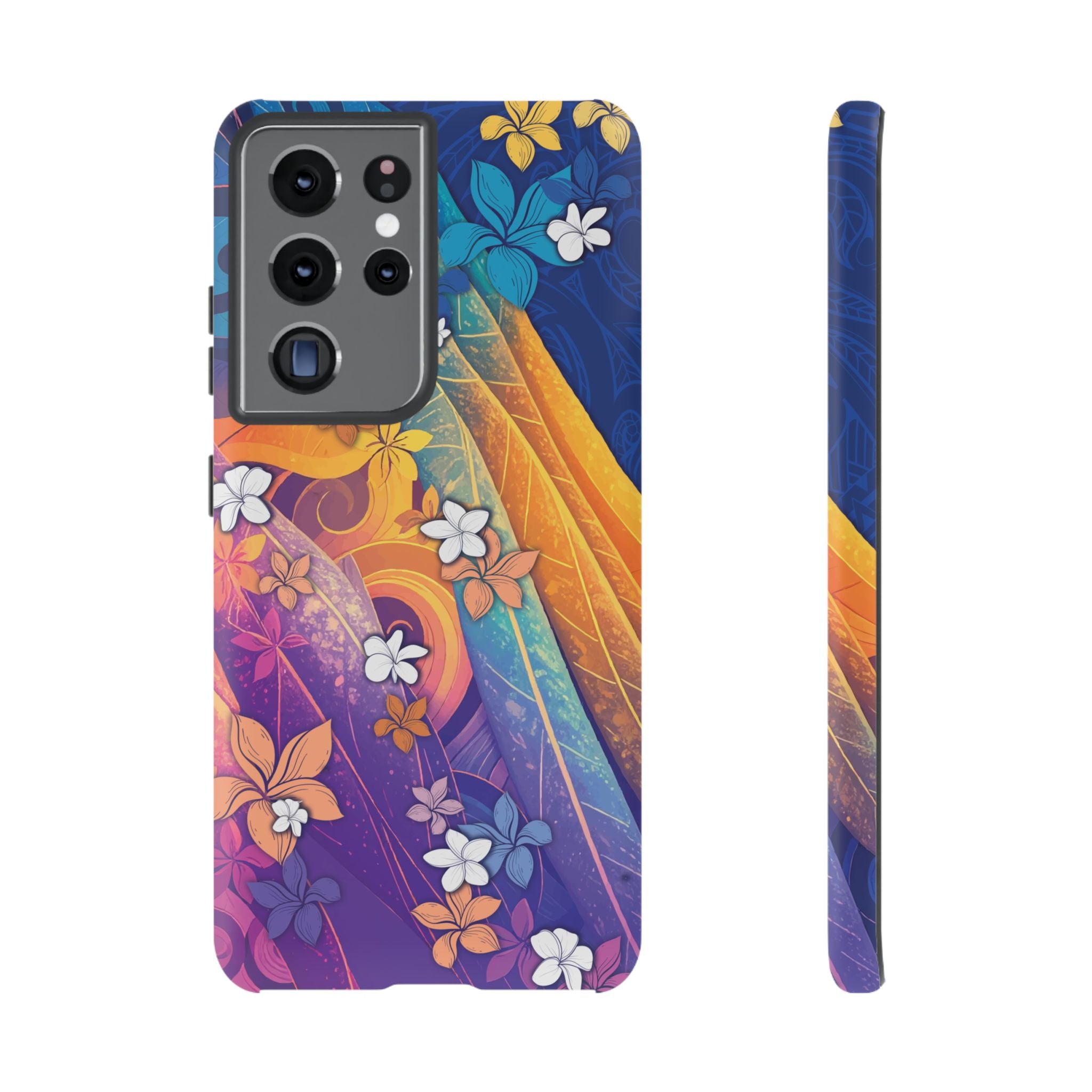 Mauna Sunrise Tough Samsung Galaxy Case Samsung Galaxy S21 Ultra Matte - Hawaiian Colorful Sunrise Plumeria Design - The Local Banyan