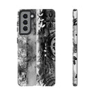 Monochrome Oasis Tough Samsung Galaxy Case Samsung Galaxy S21 Glossy - Hawaiian Black White Botanical Tribal Design - The Local Banyan