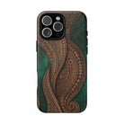 Island Kalai MagSafe iPhone Case iPhone 16 Pro Max Matte - Hawaiian Carved Wood Grain Emerald Green Tribal Design - The Local Banyan