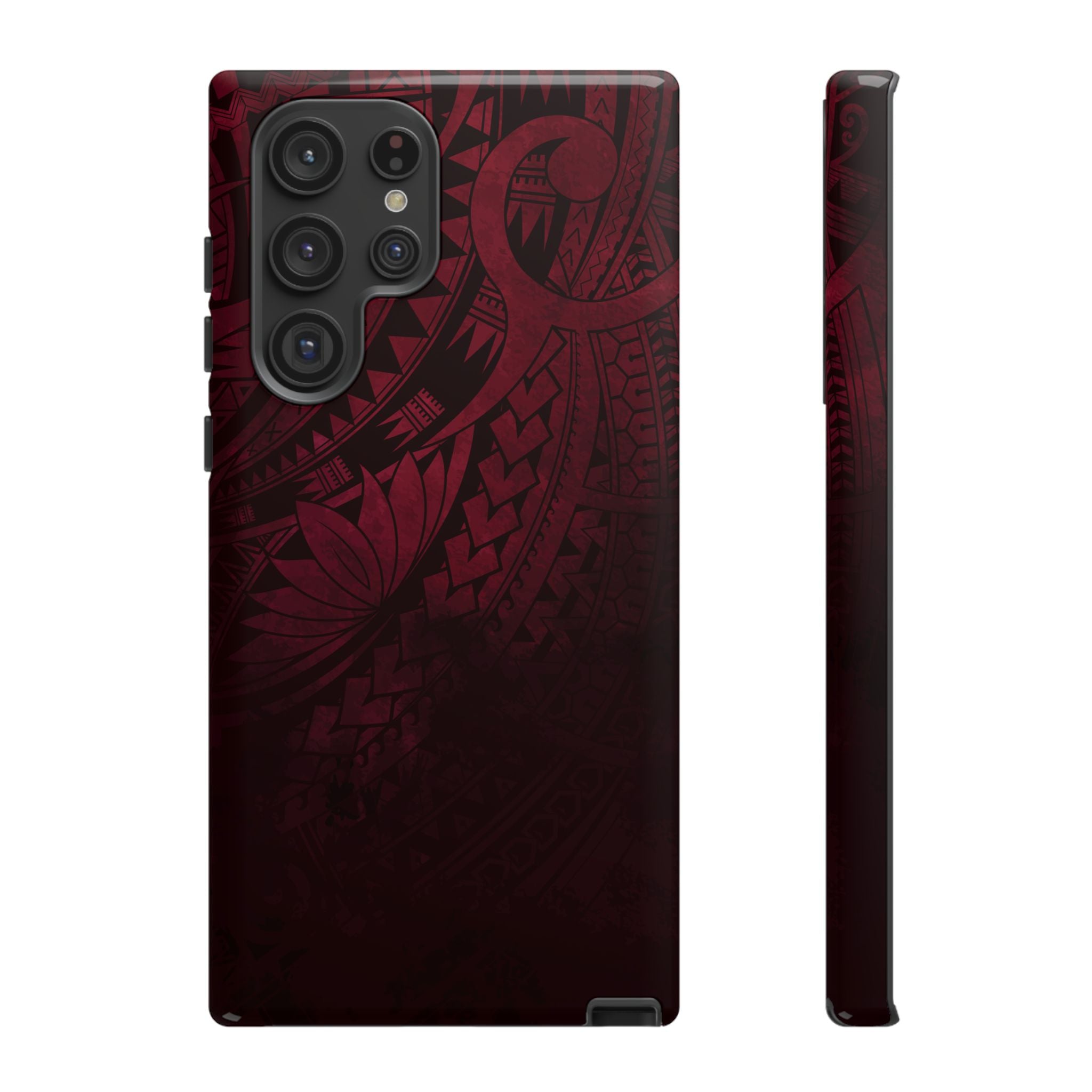 Eternal Ember Tough Samsung Galaxy Case Detail View - Hawaiian Red Tribal Polynesian Design Close Up - The Local Banyan