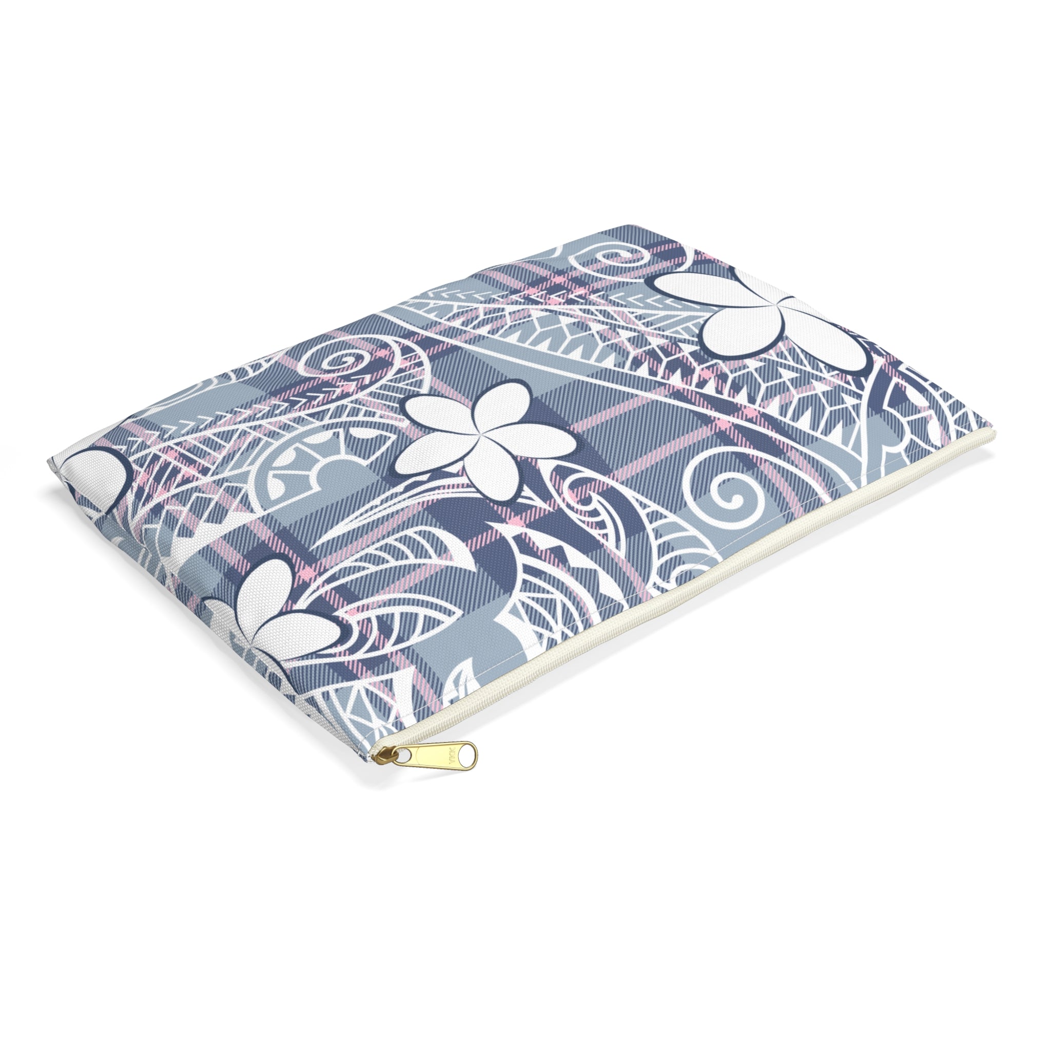 Plaid Plumeria Travel Pouch Bag Pouches