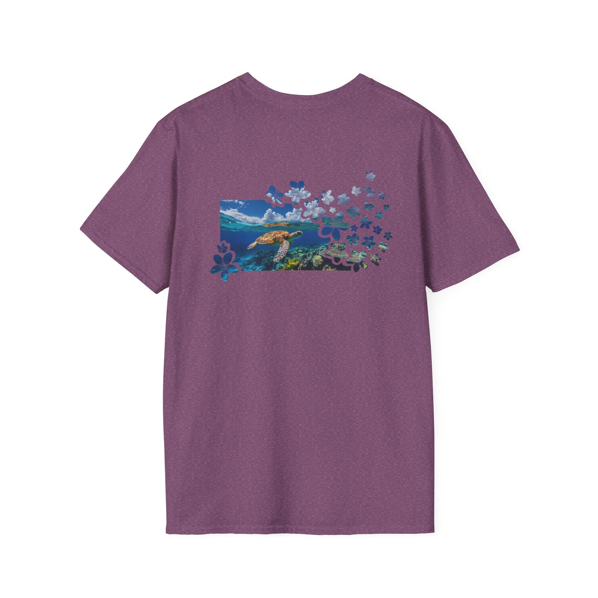 Turtle's Tranquility Paradise Soft Style Tee T-Shirt Heather Maroon S