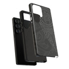 Tribal Guardian Tough Samsung Galaxy Case Detail View - Hawaiian Black on Black Polynesian Tribal Design Close Up - The Local Banyan