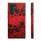 Keahi Pua Tough Samsung Galaxy Case Detail View - Hawaiian Fire Flower Red Tribal Floral Design Close Up - The Local Banyan