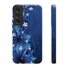 Hoku Pua Tough Samsung Galaxy Case Samsung Galaxy S22 Glossy - Hawaiian Blue Star Flower Polynesian Design - The Local Banyan