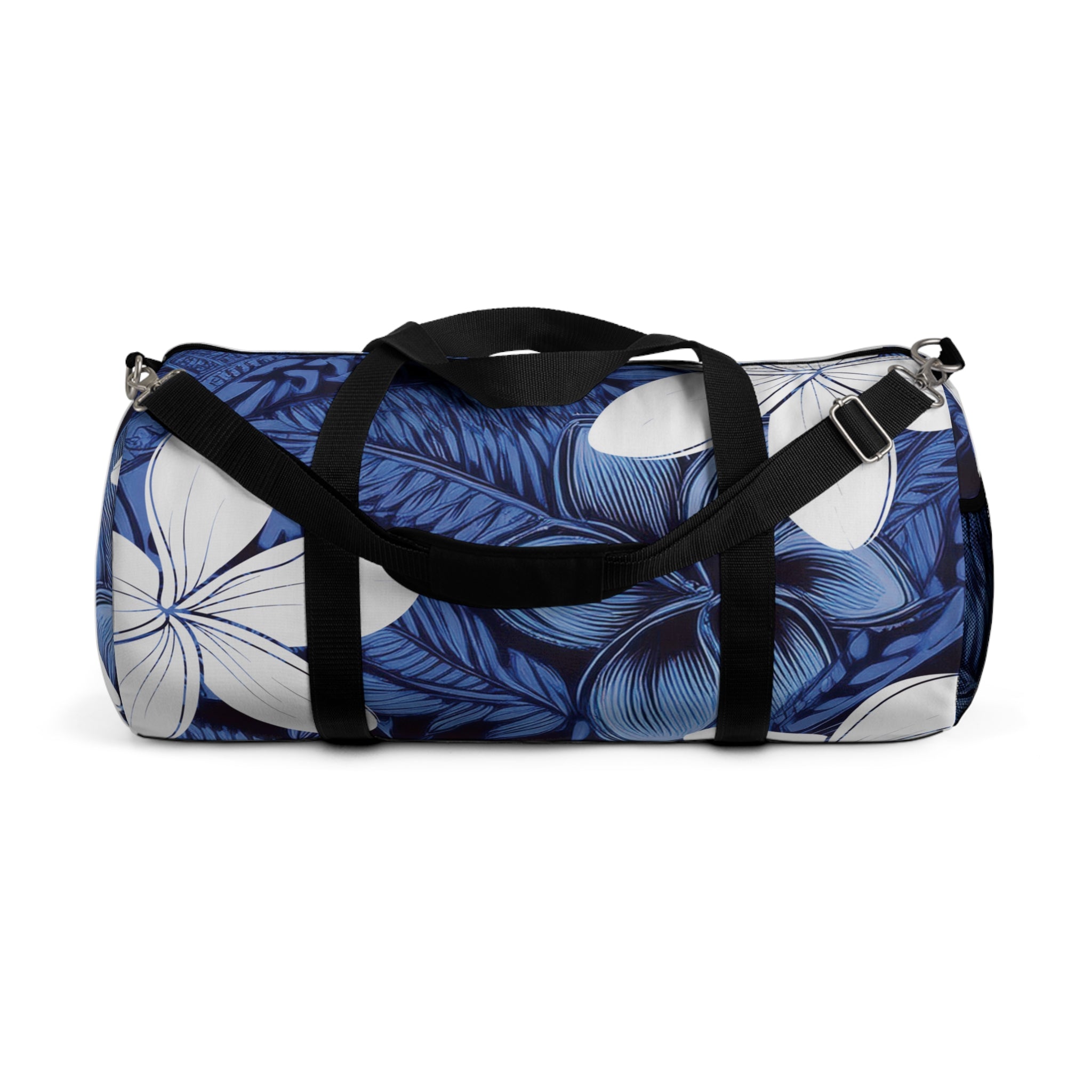 Eternal Blue Plumeria Barrel Duffel Bag Duffels The Local Banyan Large