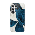 Hana Breeze Tough Samsung Galaxy Case Detail View - Hawaiian Blue Plumeria Polynesian Botanical Design Close Up - The Local Banyan
