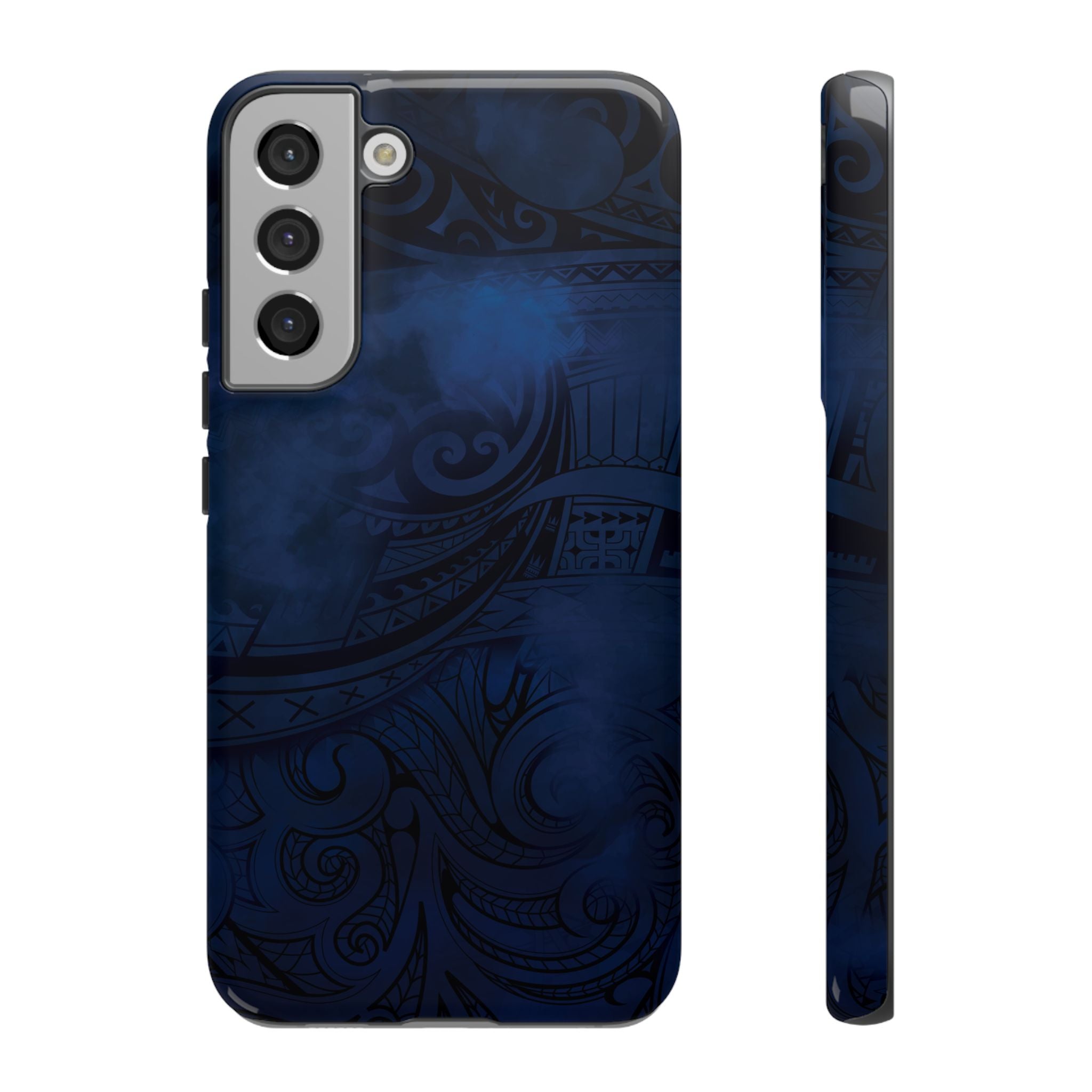 Midnight Essence Tough Samsung Galaxy Case Samsung Galaxy S22 Plus Glossy - Hawaiian Midnight Navy Polynesian Tribal Design - The Local Banyan