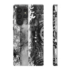 Monochrome Oasis Tough Samsung Galaxy Case Detail View - Hawaiian Black White Botanical Tribal Design Close Up - The Local Banyan
