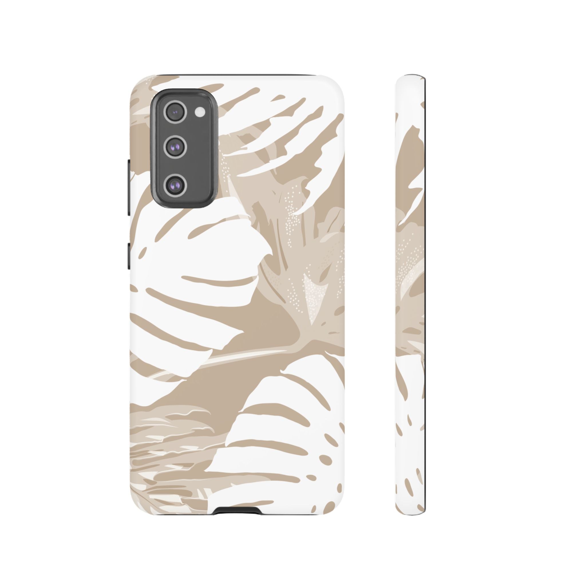 Exotic Monstera Tough Samsung Galaxy Case Samsung Galaxy S20 FE Matte - Hawaiian Tropical Monstera Botanical Neutral Design - The Local Banyan