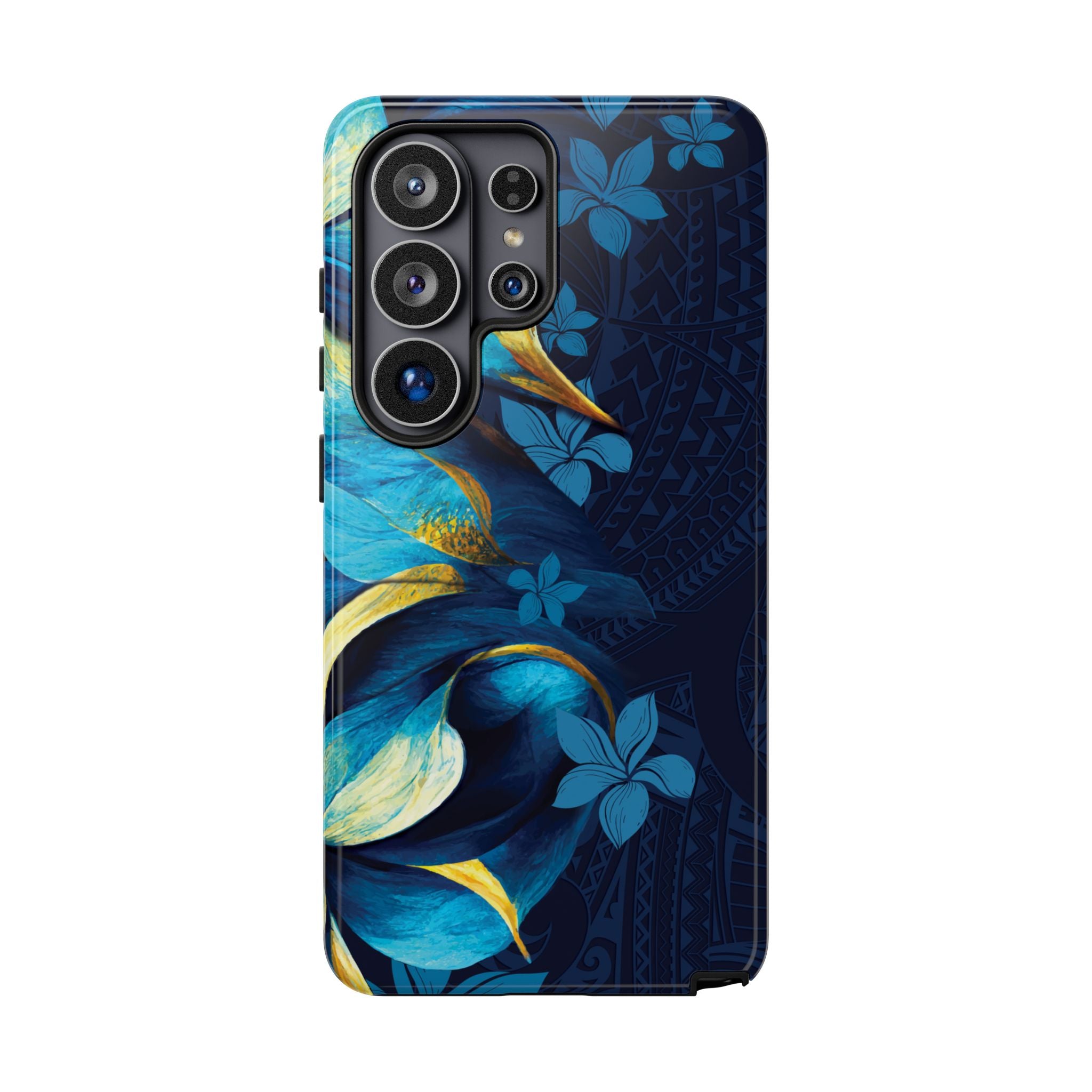 Po Mahina Tough Samsung Galaxy Case Samsung Galaxy S26 Ultra Glossy - Hawaiian Moonlit Teal Gold Floral Design - The Local Banyan