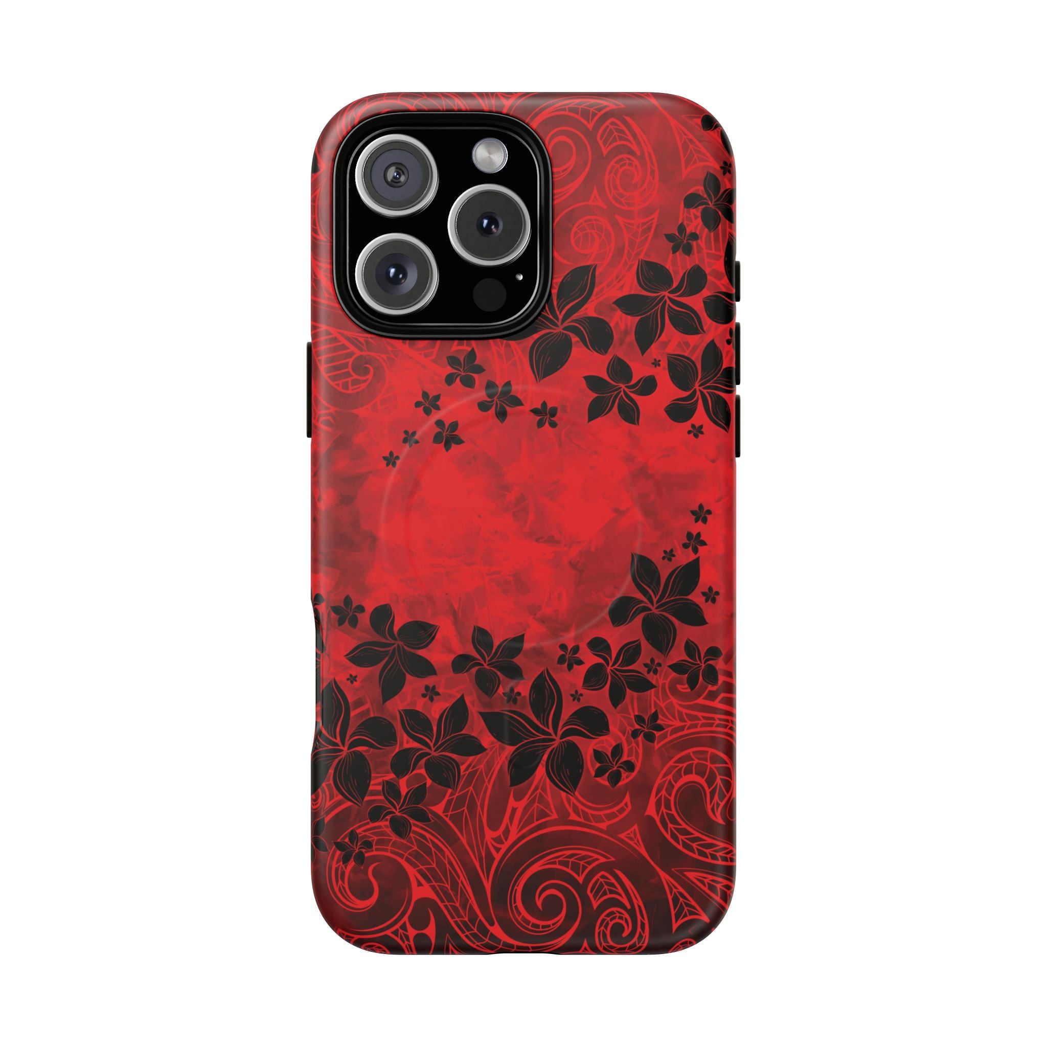 Keahi Pua MagSafe iPhone Case iPhone 16 Pro Max Matte - Hawaiian Fire Flower Red Tribal Floral Design - The Local Banyan
